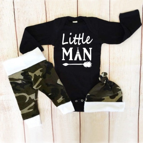 3Pcs Newborn Infant Baby Boys Tops Romper Camo Pants Leggings Outfits Set Clothes 0-18M