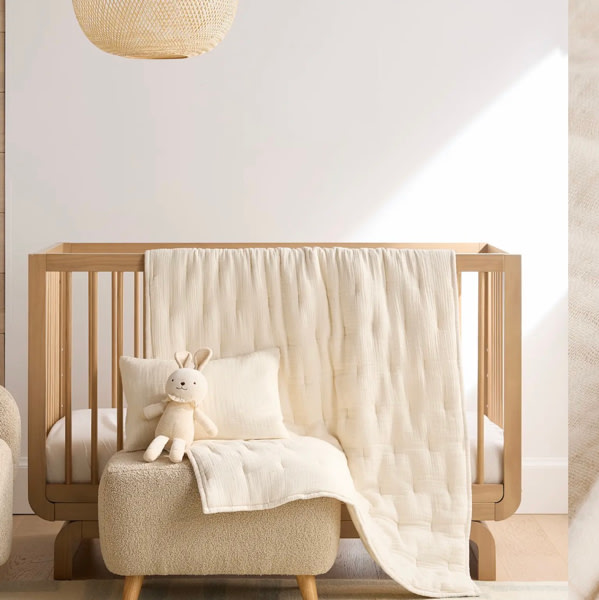 Organic Cotton Gauze Toddler Quilt in Undyed