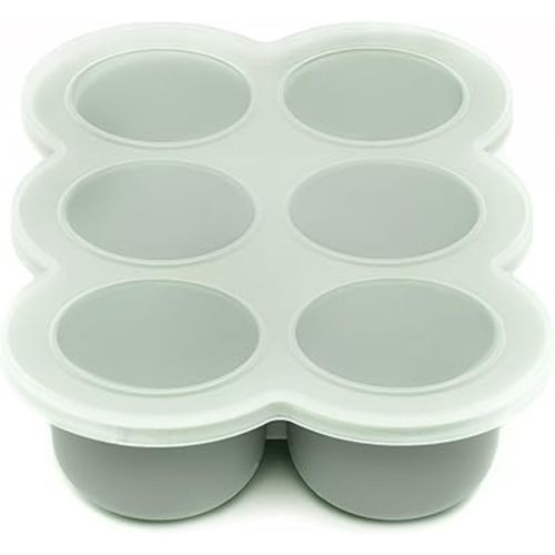 WeeSprout Silicone Baby Food Freezer Tray with Clip-on Lid - Perfect Storage Container for Homemade Baby Food, Vegetable & Fruit Purees, and Breast Milk (Matte Green, Six 3 Ounce Sections)