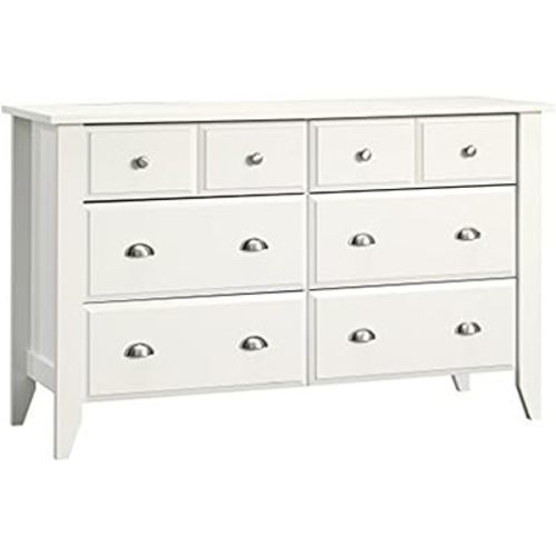 Sauder Shoal Creek 6 Bedroom Dresser Chest of Drawers, L: 54.65" x W: 18.43" x H: 33.03", Soft White Finish