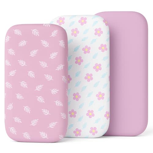 3-Pack Organic Jersey Cotton Bassinet Fitted Sheets – Fits 32 x 16 x 4 Inch Pads – Compatible with Halo, Snoo, Graco, Dream On Me, Delta – for Oval, Hourglass, and Rectangular Bassinet Mattresses