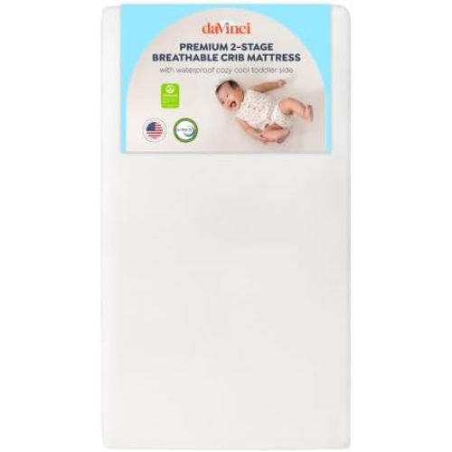 Davinci Premium Baby Crib Mattress - GREENGUARD Certified, Waterproof & Breathable - 2-Stage Dual Sided Support w/Firm Side for Infants & Soft Side for Toddler - Bed Mattress for Standard Crib Size