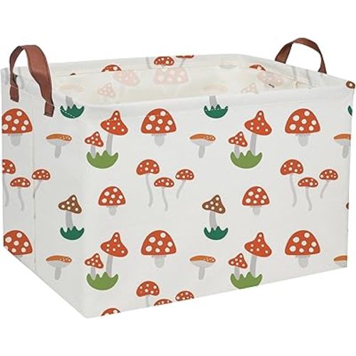Kids Basket Mushroom Baskets Boys and Girls Basket Rectangular Cute Storage Bin for Room Decor(Mushroom)