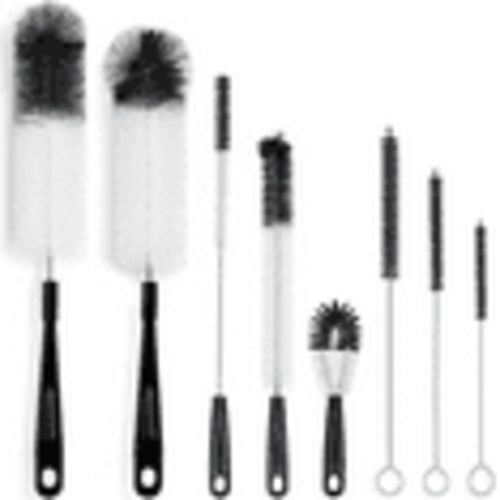 8-Pack Set Bottle Cleaning Brush - Long Handle Water Bottle Straw Cleaning Brush for Washing Narrow Neck Decanter, Baby/Sports Bottle, Thermos (Black)