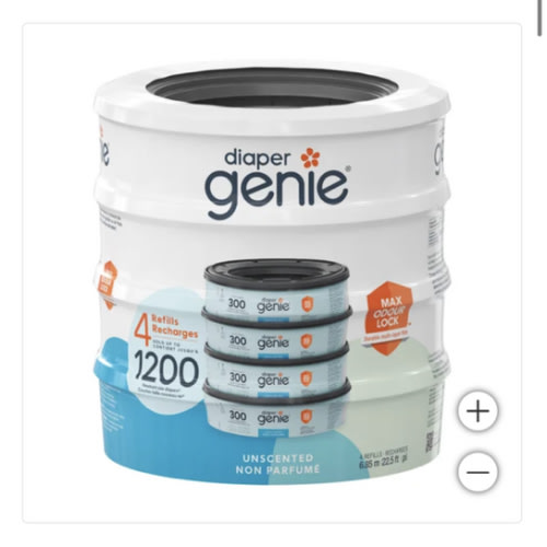 Diaper Genie Unscented Round Refill, 4-pack
