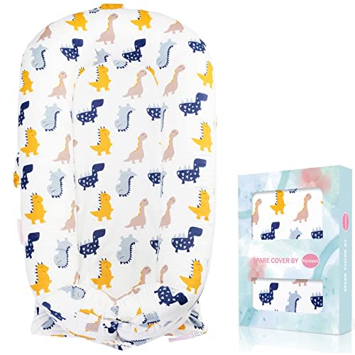 Baby Lounger Cover for Dockatot Deluxe + | 100% Cotton Hypoallergenic Newborn Premium Quality Spare Cover(Cover Only) (Dino)