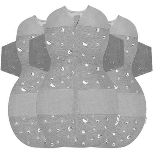 Happiest Baby SNOO Sleep Sack - 100% Organic Cotton Baby Swaddle Blanket - Doctor Designed Promotes Healthy Hip Development - 3-Pack Bundle (Graphite Planets, S, M, L)