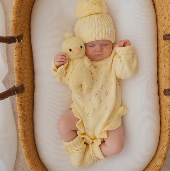 Frill Knit Pointelle Romper | Lemon – Little and Fern