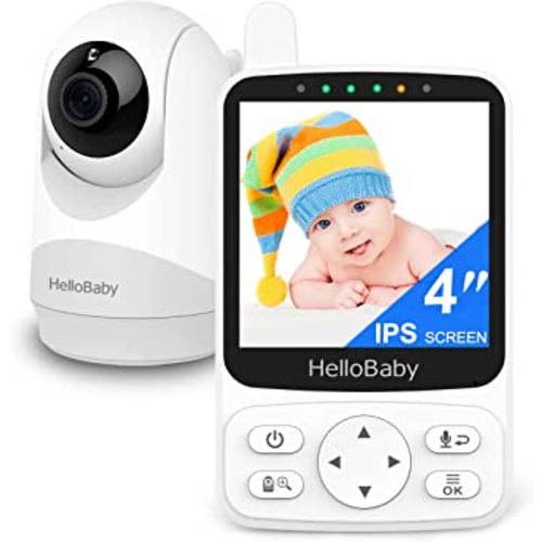 HelloBaby Monitor with 29Hour Battery Life and 4" IPS Screen, No WiFi, Video Baby Monitor with Camera and Audio 1000ft Long Rang Auto Night Vision 2 Way Audio Temperature VOX Mode for Baby Pet Eldly