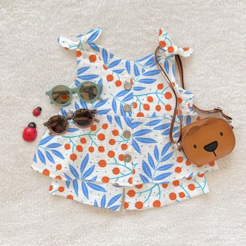 Baby Girl Cherry Tomato Suspenders 2-piece Set