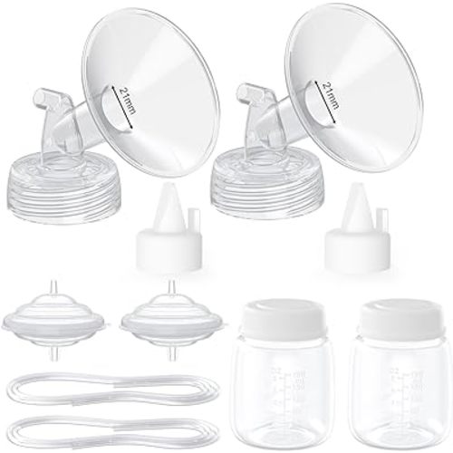 Paruu Pump Parts Compatible with Spectra S1/S2/9 Plus, Not Original Accessories, Full Set Replacements Include 21mm Flanges, Valves, Backflow Protectors (Duckbills Included), Tubings and Bottles