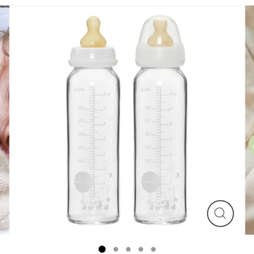 Hevea Standard Neck Glass Baby Bottles- 240ML/ 8oz, Two-Pack