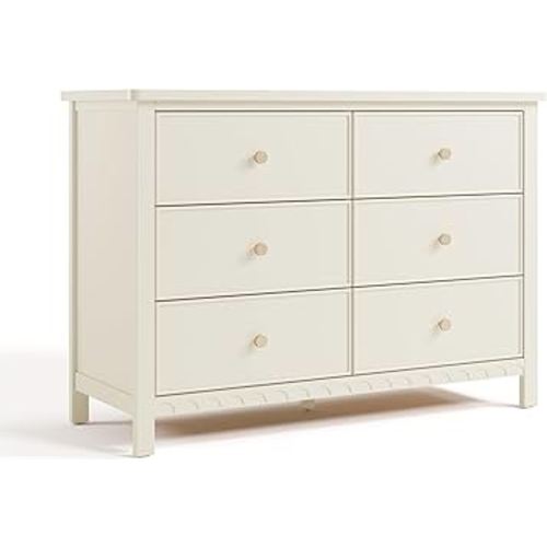 Graco Sasha 6 Drawer Dresser (Frosted Oat) – GREENGUARD Gold Certified, Wood Storage for Nursery or Kids’ Room, Safe Interlocking Drawer System & Easy Assembly with Pre-Installed Tracks