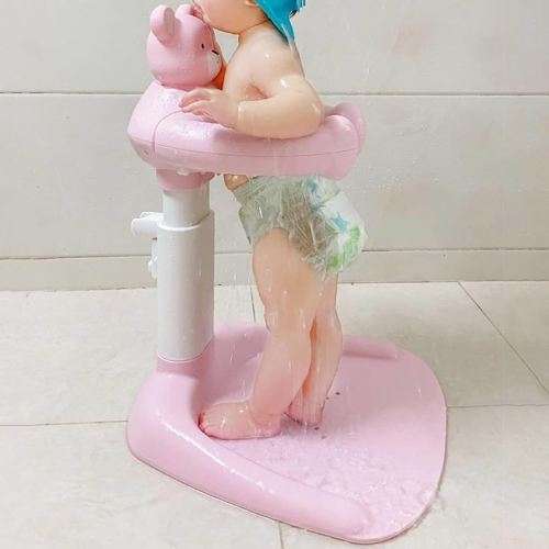 Adjustable Baby Bathtub Stand Support – Anti-Slip Soporte para Bañera de Bebé, Toddler Bath Tower with Shower Stand, Portable Bath Support for Infants 8-36 Months (Pink)