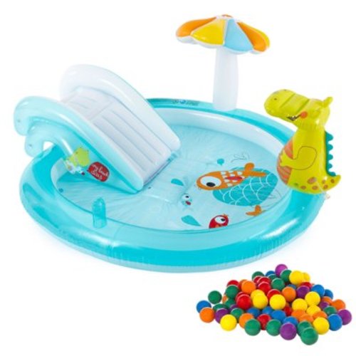 Intex Gator Inflatable Play Center Kiddie Pool with Fun Ballz, 100 Pack