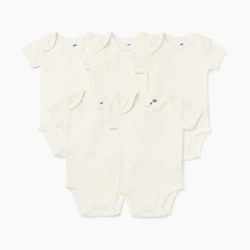Short Sleeve Bodysuit Solid (5 Pack) - White