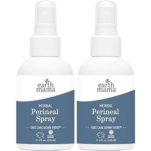Earth Mama Herbal Perineal Spray | Safe for Pregnancy and Postpartum Recovery, Witch Hazel Natural Cooling Spray for After Birth Feminine Care Essentials, No Benzocaine or Butane, 4-Fl oz (2-Pack)