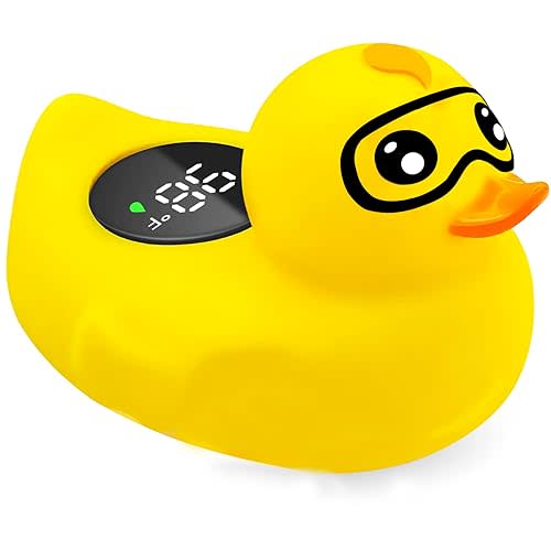 Trydream Baby Thermometer, Baby Bath Thermometer Upgrade LED Digital Bathtub Water Temperature Auto ON/Off Bathroom Safety Thermometer Yellow Duck Floating Toy for Infants, Newborn,Toddler, Kids