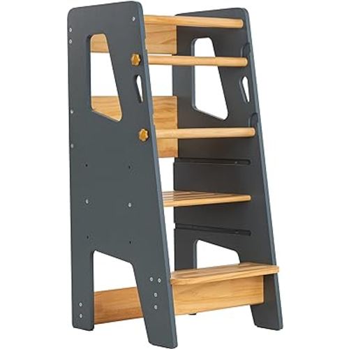 Ocodile Toddler Standing Tower - Safe Montessori Step Stool for Toddlers, Perfect Tower for Learning New Skills - Ideal Helper for Little Kids in The Kitchen - Gray