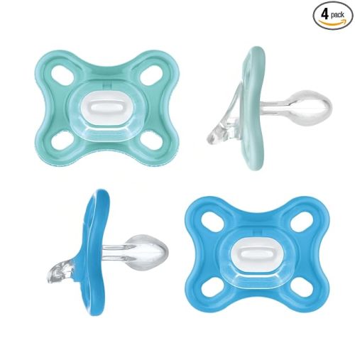 MAM Comfort Baby Pacifiers, Lightweight One-Piece Full Silicone Binky for Newborns 0-3 Months, BPA-Free Nipple, Easy to Clean Pacifier, Best for Breastfed Babies, 4 Count Binkies