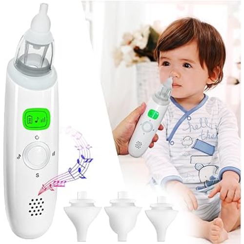 Nasal Aspirator for Baby, Electric Nose Aspirator for Toddler, with 3 Silicone Suck Head, Baby Nose Sucker,Automatic Nose Cleaner,Adjustable Suction Level, Music and Light USB Rechargeable.