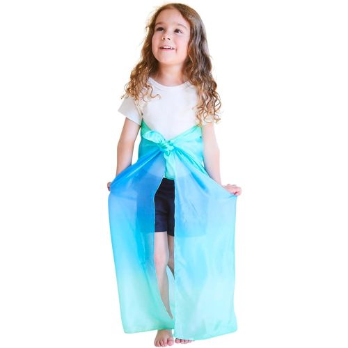 Sarah's Silks Enchanted Playsilk, 100% Silk Scarves for Kids and Toddlers, Sensory Toys | Bright Square Scarves, Montessori Waldorf Toys for Imaginative and Pretend Play - Sea