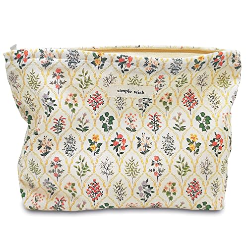 STARDW Aesthetic Floral Makeup Bag Cute Small Cosmetic Bags for Women Girls, Travel Toiletry Bag Large Capacity Zipper Makeup Pouch, Purse Organizer Pouches