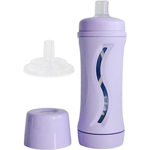 Subo Baby Food Bottle Starter Set | No Mess Baby Toddler Self Feeder | Squeeze Free Design for Purees, Smoothies, Yogurt, Oatmeal, or Thickened Liquids | Reusable Silicone Washable Cup (Lavender)
