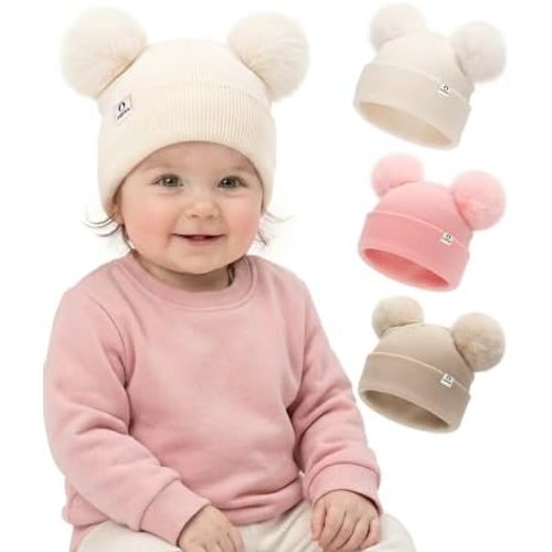 FURTALK Baby Beanie Infant Newborn Toddler Winter Hat Double Pom Pom Warm Knit Cap for Girls Boys