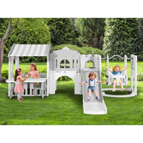 Joyldias 10 In 1 Toddler Slide With Swing, Kid Plastic Climber Slide With Play House | Wayfair