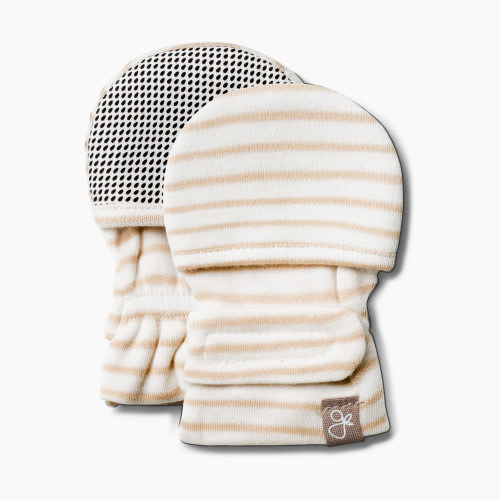 Goumikids Organic Cotton Stay-On Mitts - Dune Stripe, 3-6M