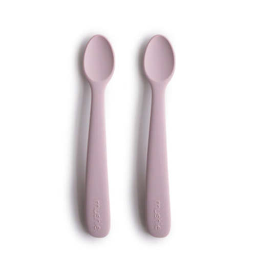 Baby Silicone Feeding Spoons (Blush/Shifting Sand) 2-Pack – Mushie