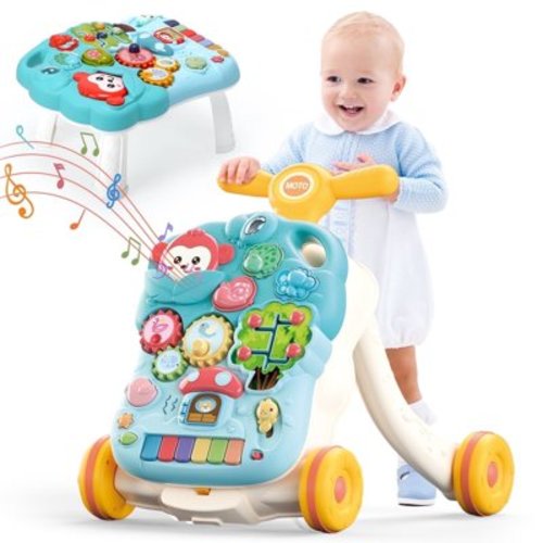 JoyStone 2-in-1 Baby Walker with Musical Play Table, Sit to Stand Toddler Learning Push Toys for 6-18 Months
