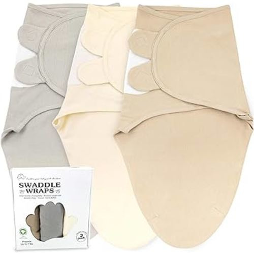 Bublo Baby Organic Preemie Swaddles 4-7 lbs - 3-Pack Premature Babies Swaddle Sleep Sack - Premature Infant Sleeping Sack - Easy Adjustable Baby Swaddle Blanket Wrap Boy Girl (Solid Grey)