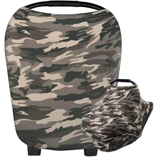 Camouflage Baby Car Seat Cover, Multi-Use Nursing Breastfeeding Scarf, High Chair Stroller Head Cover