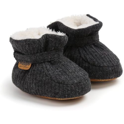 GDSDYM Baby Boys Girls Booties Cozy Fleece Slippers Soft Baby Sock Shoes With Gripper Soles,Winter Infant Newborn Crib Warm Footwear First Walkers
