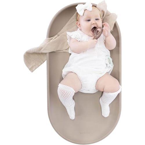 Toddlekind Premium Foam Changing Pad – Hygienic, BPA-Free, Water-Resistant, and Easy to Clean – Soft, Skin-Like PU Foam Mat with Ergonomic Design – Fits Standard Changing Tables (31.5"x16.9"), Taupe