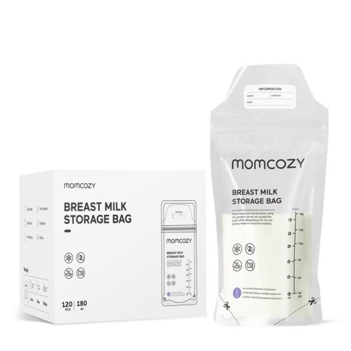 Momcozy Breastmilk Storage Bags (Reusable Silicone / Disposable) Temp-Sensing Discoloration 6oz/180ml 120 Count