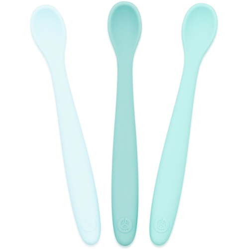 WeeSprout Silicone Baby Spoons, First Stage Infant Feeding Utensils with Soft-Tip, Set of 3