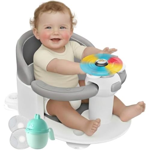 Bath Seat for Babies 6 Months & Up - Safe Infant and Toddler Bathtub Seat for Sitting Up - Tub Seat for Shower (Gray)
