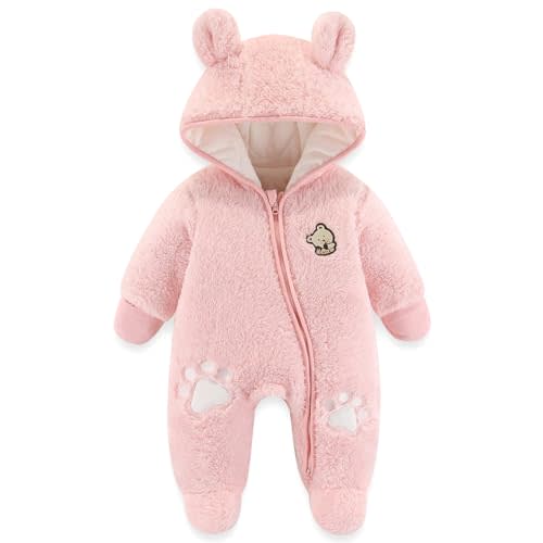 Fairy Baby Newborn Baby Snowsuit Bear Outfit Footie Romper Winter Thick Fleece Jumpsuit Infant Coat for Girls Boys 0-12M