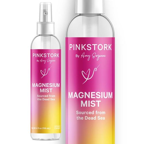 Pink Stork Magnesium Spray Mist - for Calm, Stress, and Sleep, Seasickness Support, Pregnancy Must Haves, 200 mg per 6 Sprays, Pure Magnesium Chloride Body Spray, 4 oz, Unscented