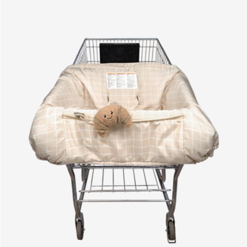 Boppy Shopping Cart Cover for Baby - 360° Coverage Cart Cover for Babies with Safety Harness, Toy Tether, One-Hand Placement, Machine-Washable, 6 Month & Up - Croissant