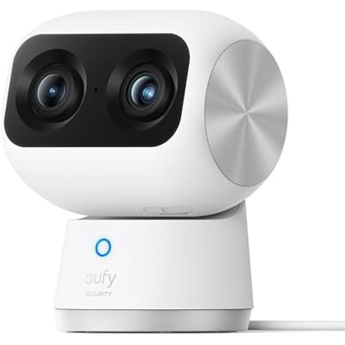 eufy Security Cámara Interior S350, Cámaras Duales, Cámara de Seguridad 4K UHD con Zoom 8×, Cámara 360°, Monitor de Bebé, Cámara para Mascotas, Detección de Humanos/Mascotas, Seguimiento AI, Wi-Fi