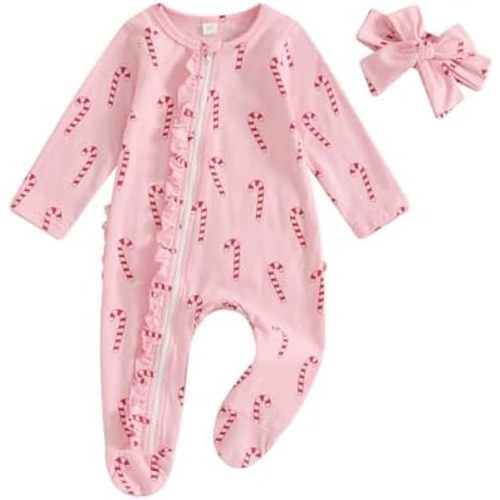 ZAXARRA Newborn Baby Girl Clothes Cute Print Long Sleeve Romper One Piece Jumpsuit Infant Fall Winter Outfits