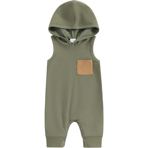 BemeyourBBs Newborn Baby Boy Smmer Clothes Hooded Sleeveless Romper Jumpsuit One Piece Outfit