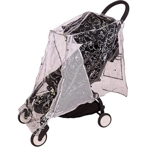 Disney Baby by J.L. Childress Universal Stroller Rain Cover - Disney Stroller Accessory - Disney World Travel Essential - Mickey Mouse Pattern - Storage Pocket - Clear/Silver