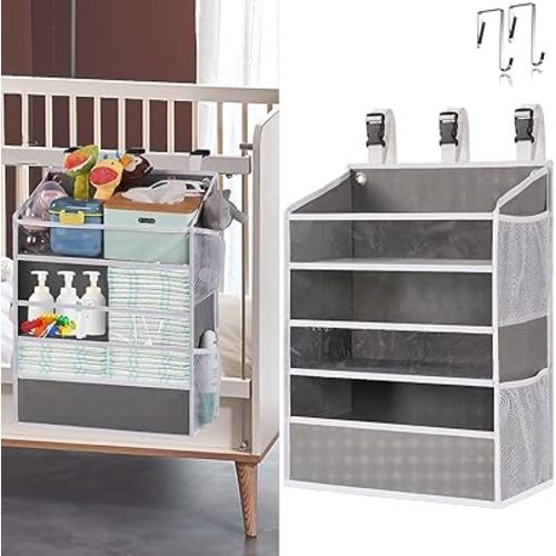XL Hanging Diaper Caddy Organizer for Changing Table, Crib, Playard, Wall & Door, Reinforced Diaper Stacker and Nursery Organizer-Hold 90+Diaper for Newborn Baby Essentials