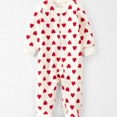 Baby Organic Cotton Sleep & Play Pajamas in Hearts
