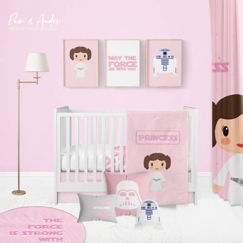 STAR WARS PINK Customized Crib Bedding Set, Star wars crib bedding, baby Bedding, Baby design, baby girl bedding, baby bedding
